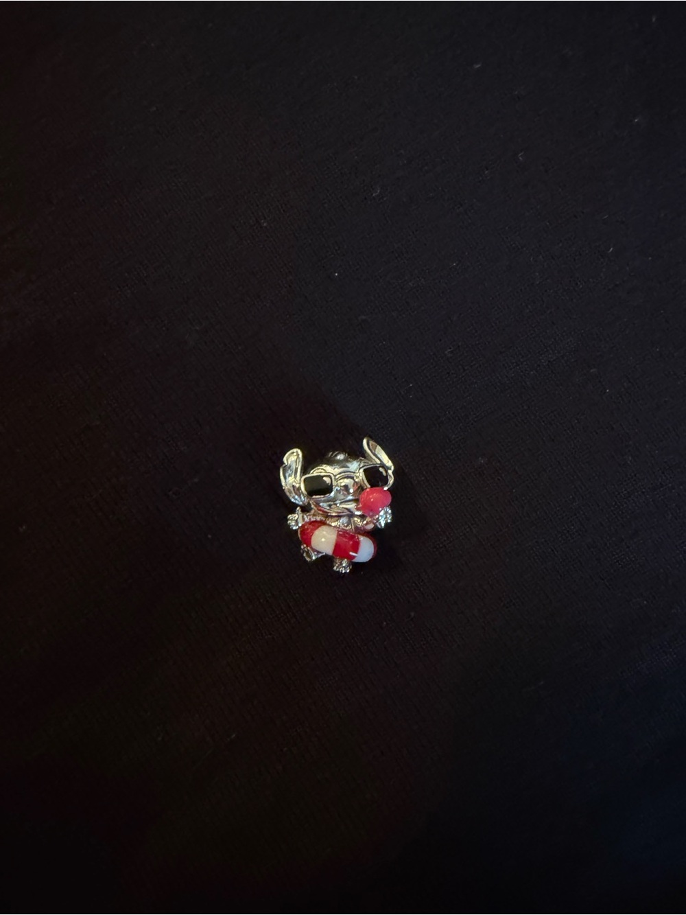 Pandora Silver Stitch Charm with Red & White Lifesaver